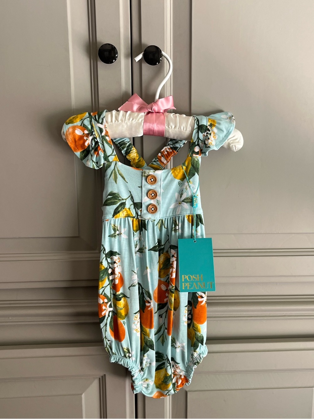 NWT Posh Peanut Mirabella Lemons Oranges ruffled Bubble Romper